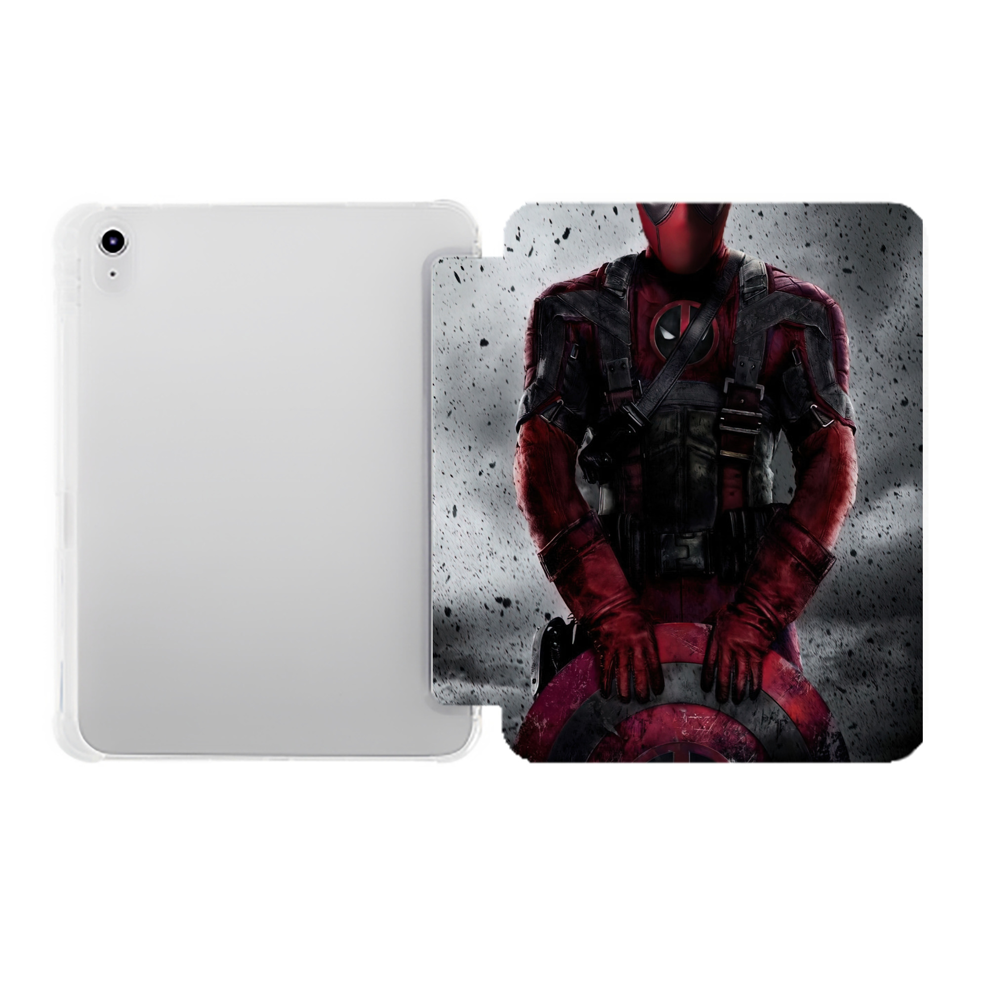 （画像用） Deadpool デッドプール IPad ケース ペン収納付き 三つ折りスタンド PUレザー×シリコン 対応機種9.5/10.5/10.9インチ